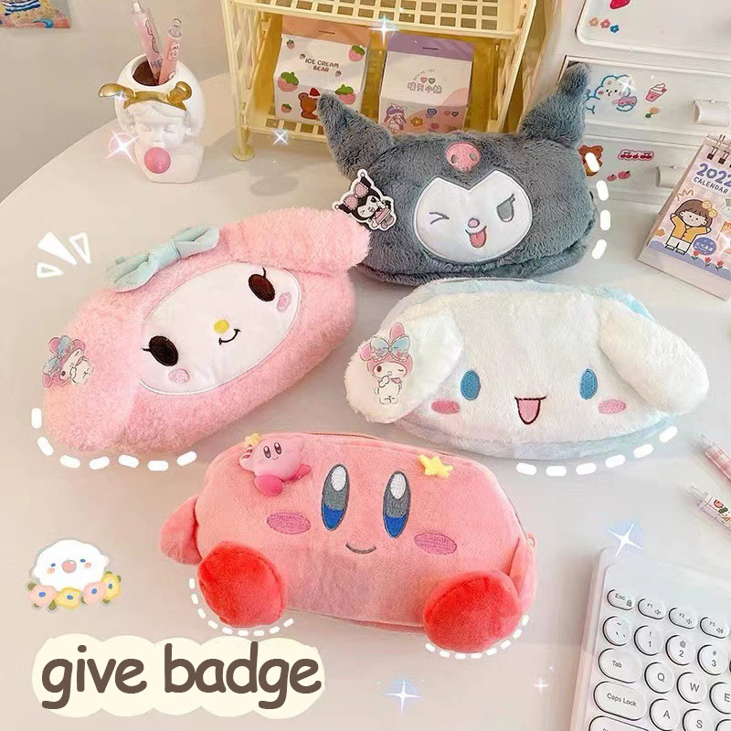 

Sanrio Plush Pencil Cases Kawaii Kuromi Cinnamoroll Student Large Capacity Pen Pouch Pen Bag Girl Kid School Stationery Supplies