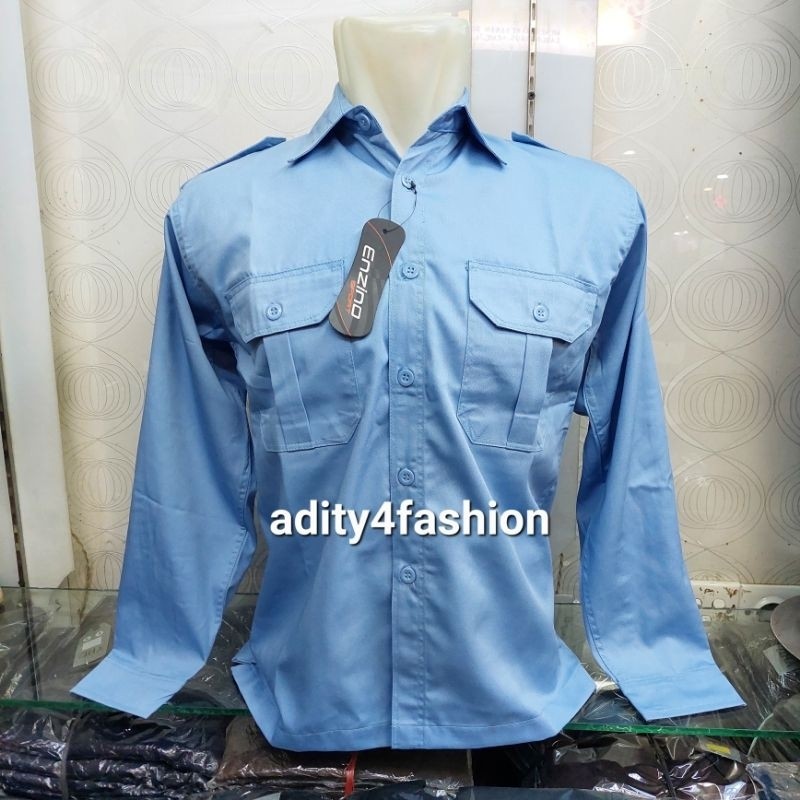 [PREMIUM ORIGINAL] Kemeja Enzino Kemeja Seragam Kantor Kemja Pdh, Biru muda
