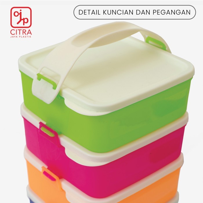Rantang Plastik Susun 4 Locking system Ukuran Jumbo Rantang Bekal