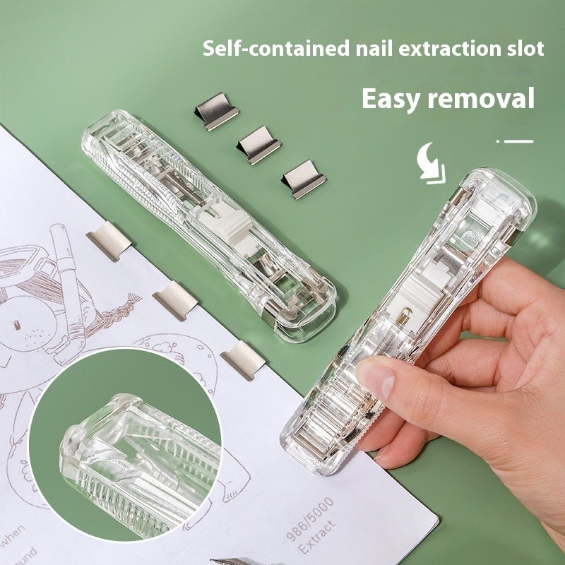 

Traceless Stapler Reusable Mini Clip Pusher Push Stapler Student Office Binding Paper Document Binder Binding Tool