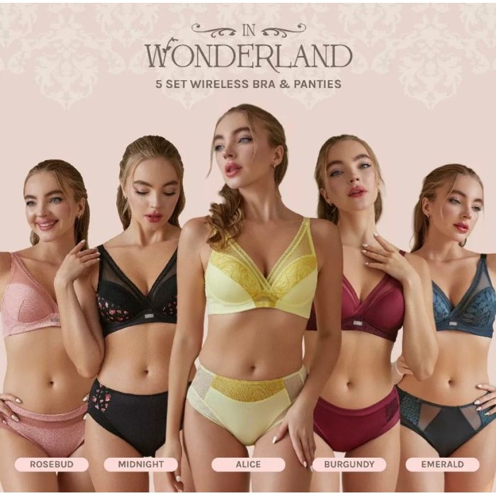 MILARI | IN WONDERLAND - CROSS BRA, 5SET WIRELESS BRA /LYCRA & PANTIES - 34B