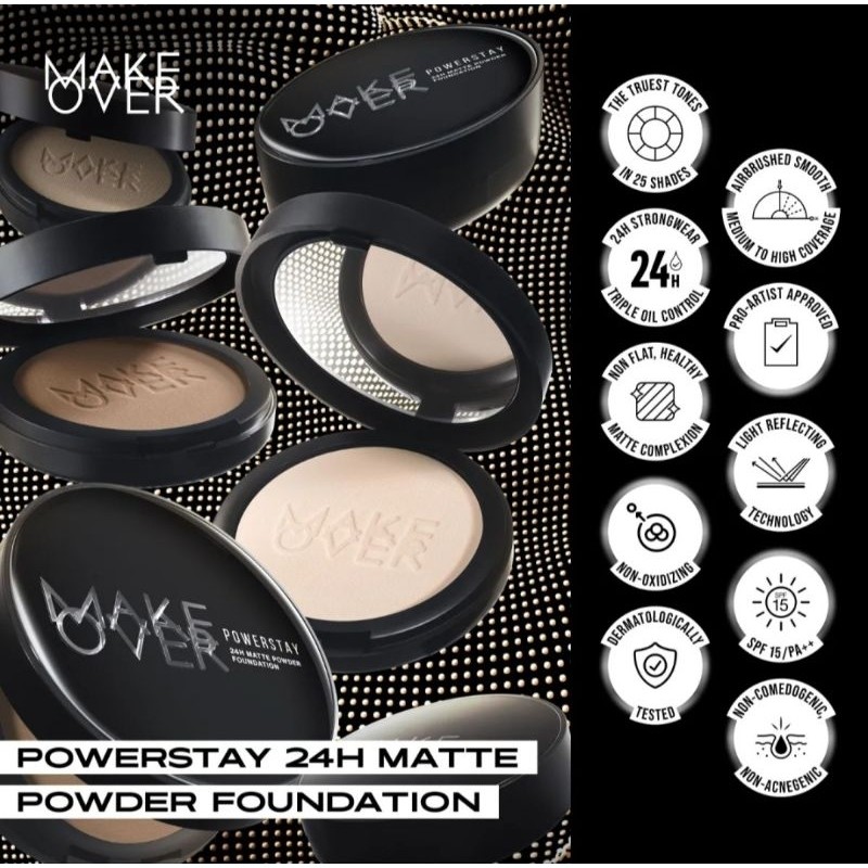 Original Make Over Powerstay 24H Matte Powder Foundation Bedak Padat