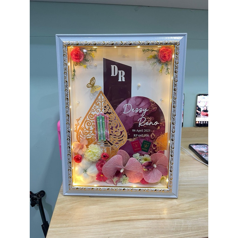 mahar pernikahan gunungan wayang jawa semi resin anggrek free lampu