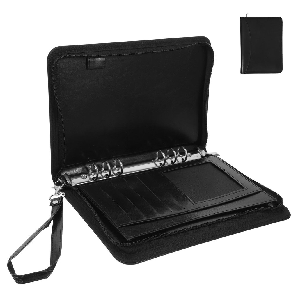 

Business Portfolio Folder Zipper Binder Document ganizer Office Bag A5 6 Hole Punch File Storage Pockets Work Padfolio For Men