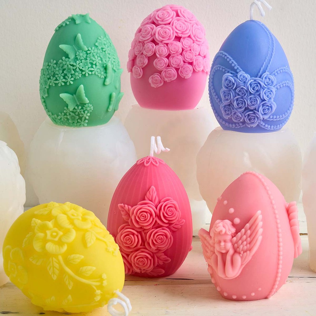 

Angel Flower Ball Candle Silicone Mold DIY Easter Embossment Egg Ornament Craft Making Soap Plaster Resin Casting Molds Home Dec
