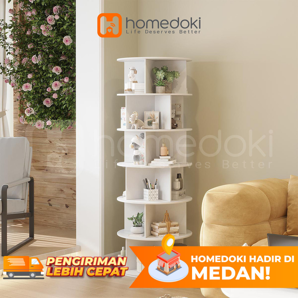 Homedoki Rak Sepatu Putar/Lemari Sepatu Putar/Rak Sepatu Minimalis/Rak Pajangan