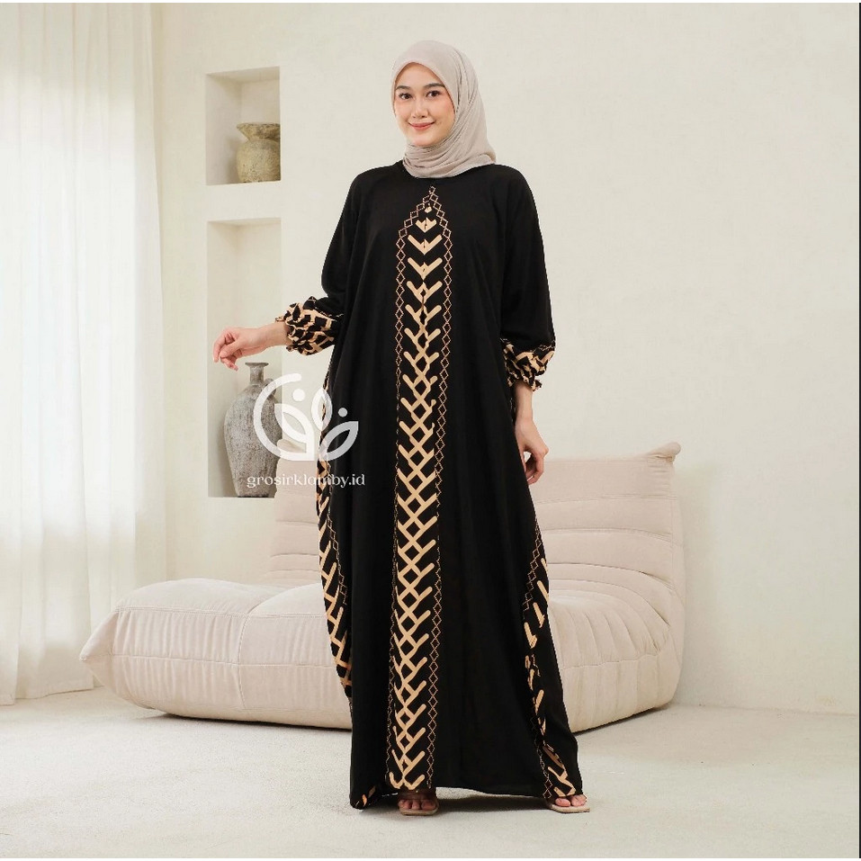Kaftan Soleha by Grosir Kaftan - Home Dress Kaftan Rayon Premium Jumbo Grosir Klamby Busui Motif Bat