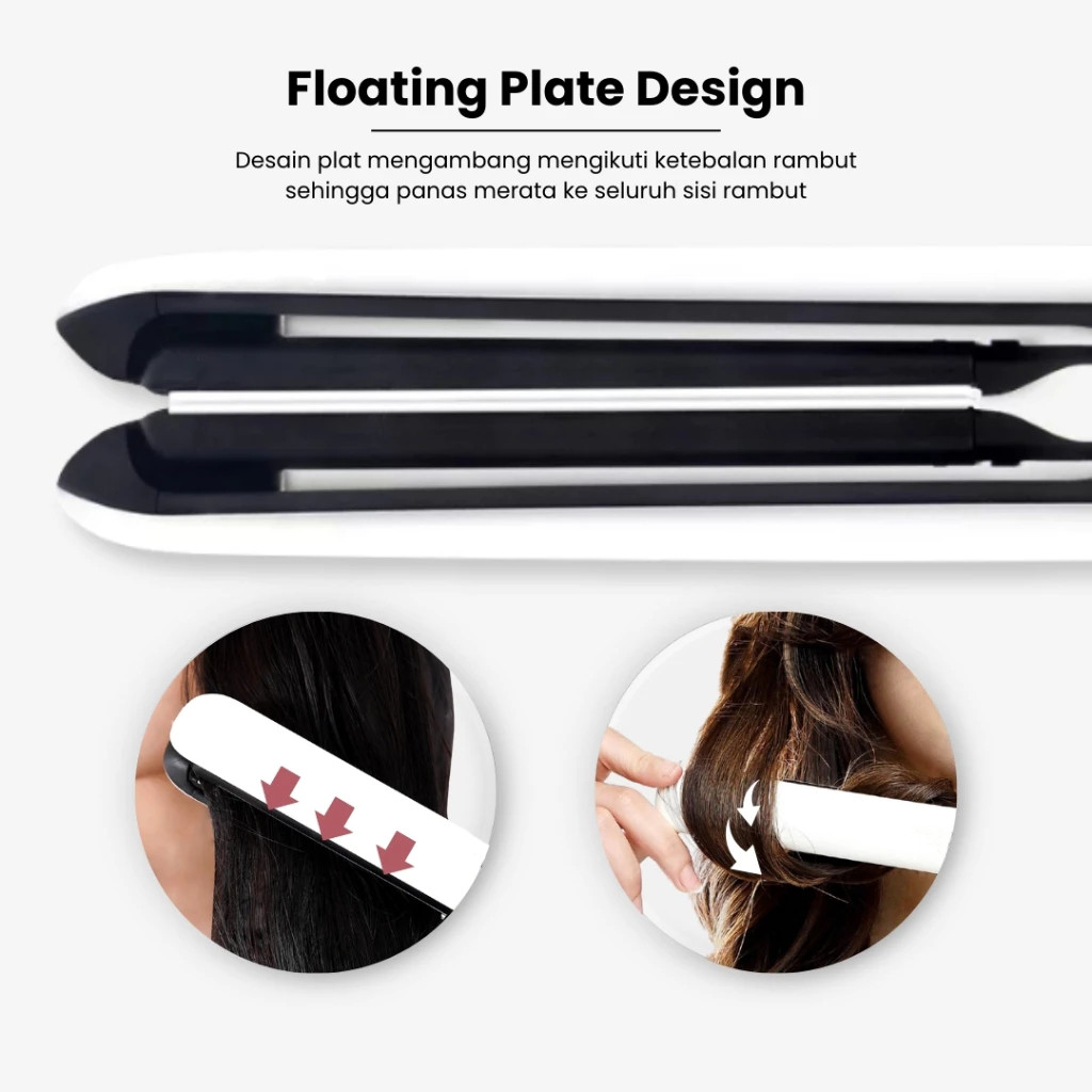 Vivid&Vogue 2 In 1 Catok Rambut Hiron Ceramic Tourmaline Inflatable Plate Catokan Pelurus Rambut Tbk