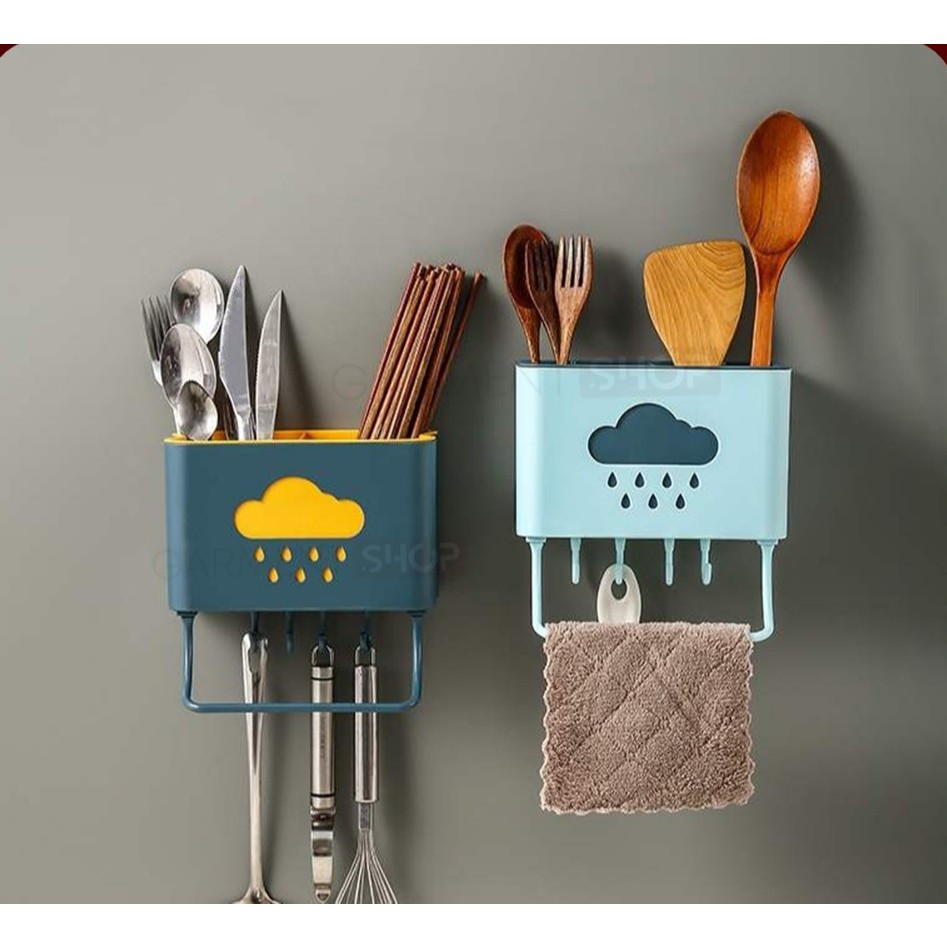 JAKLUIS_SHOP Rak Gantung Dapur Awan / Tempat Sendok / Holder Rak Gantung Serbaguna Tempel Dinding/Te
