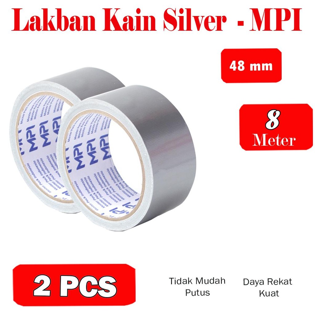 

[ 2 PCS ] Lakban Kain Silver UK 45 mm x Meter / Colth Tape - MPI