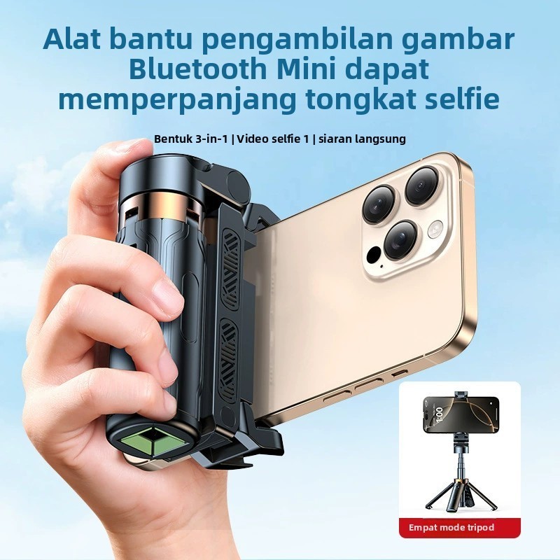 Tongkat Selfie HP Mini 3 in 1 Bisa Dilipat dengan Tripod Bluetooth untuk Vlog Live Streaming Foto da
