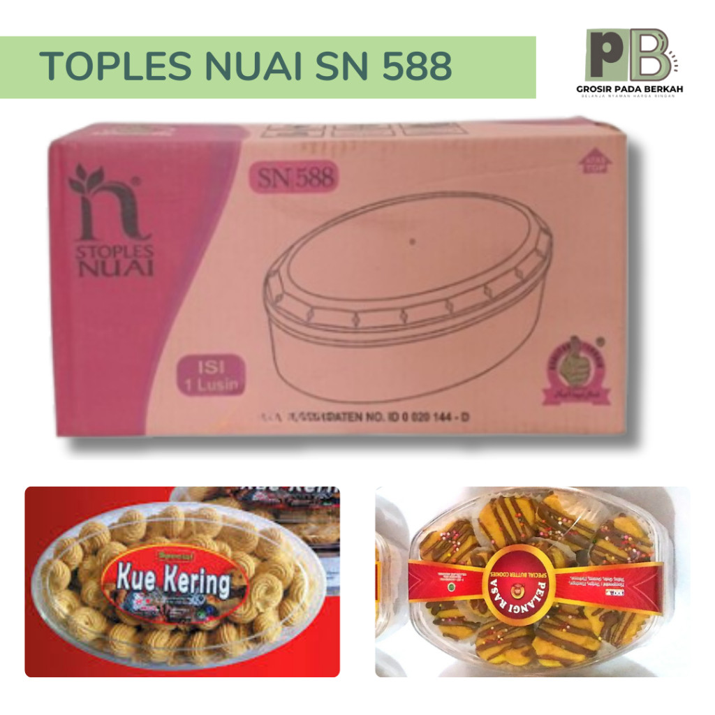 Toples Kue Kering Oval Nuai SN 588 / Toples Kue Lebaran 250 gr / Toples Oval 500 gr