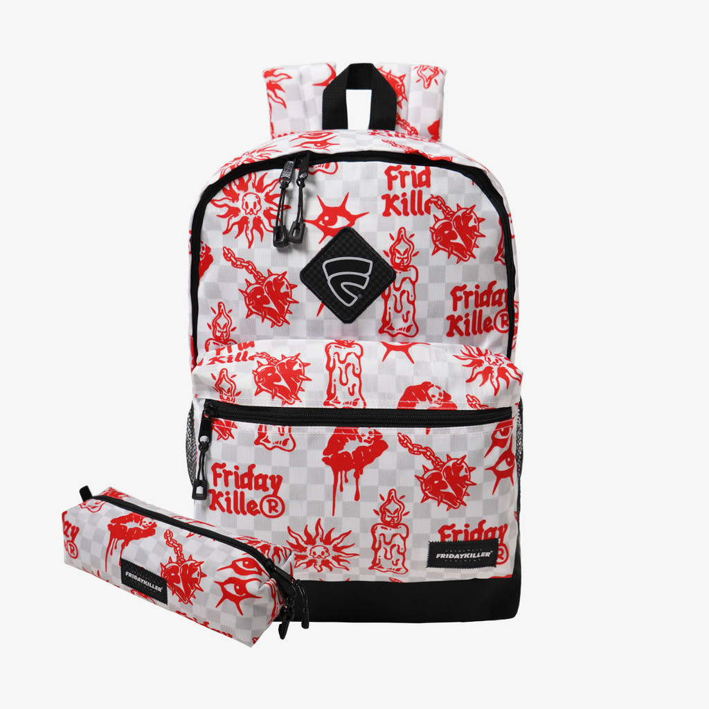 TAS PUNGGUNG RANSEL BACKPACK PRIA WANITA CHECKERBOARD PUTIH FRIDAY KILLER | BRILL BP WHITE