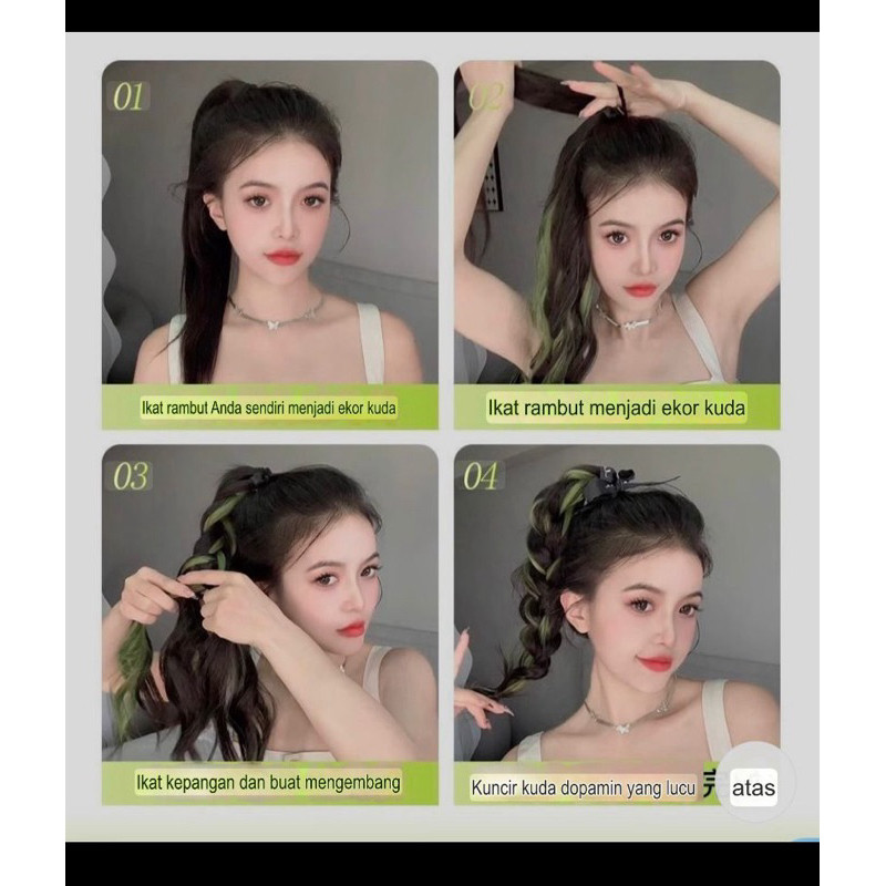 Ekor kuda Wig warna-warni Ikat Rambut Palsu Wavy Hairpiece Rambut Palsu Penambah Volume Rambut Panja