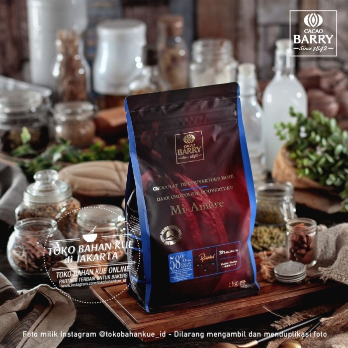 

Cacao Barry - Mi Amere 58% 500gr Coklat Coin Dark Chocolate Couverture