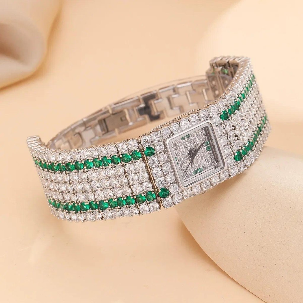 Jam Tangan Wanita Women Watch for Girls Quartz Reloj Mujer Luxury Diamond Sliver Green Orologio Ladi