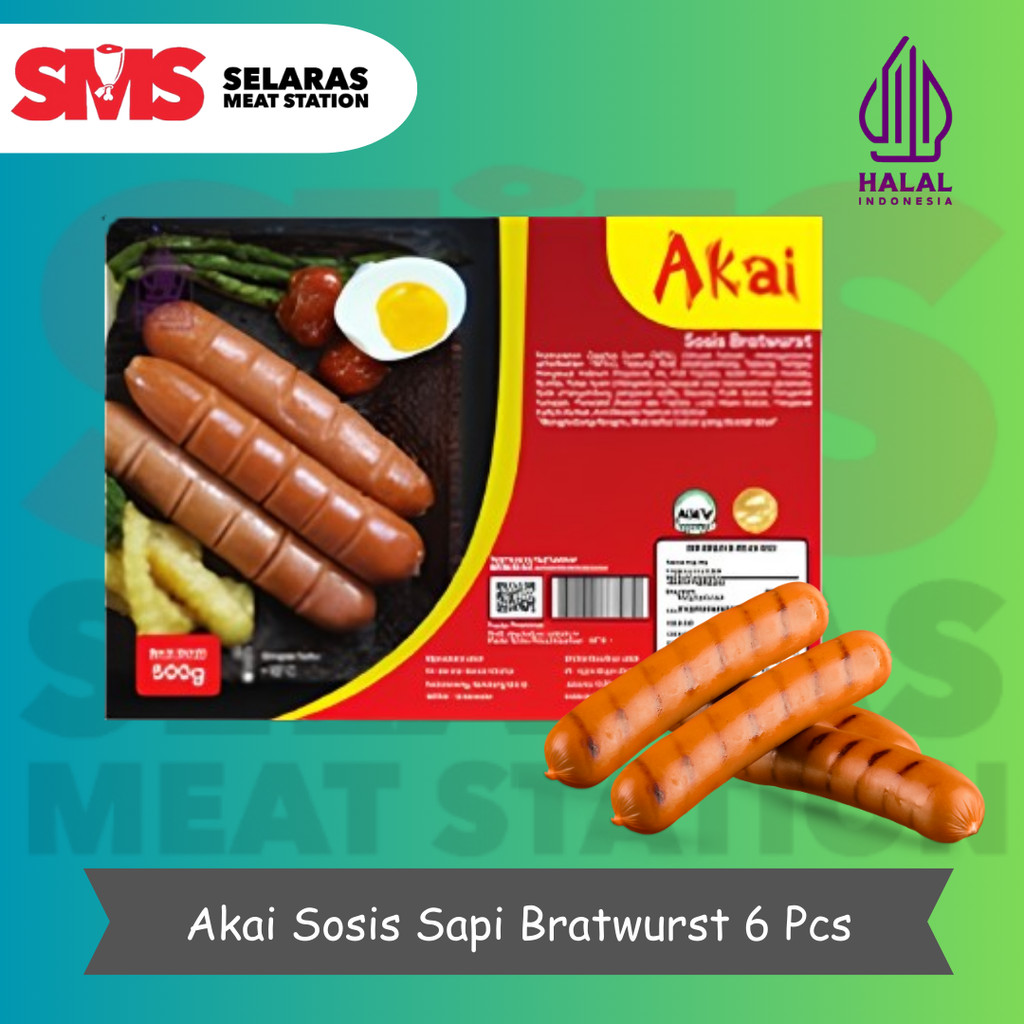 

Akai Beef Sosis Sapi Bratwurst Isi 6 pcs - Beef Sausage Bratwurst 500gr - Selarasmeatshop