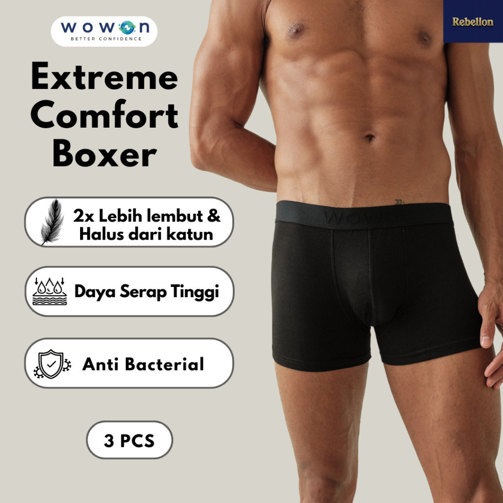 Wowon Men Boxer - Celana Dalam Pria - 3 PCS - Extreme Comfort