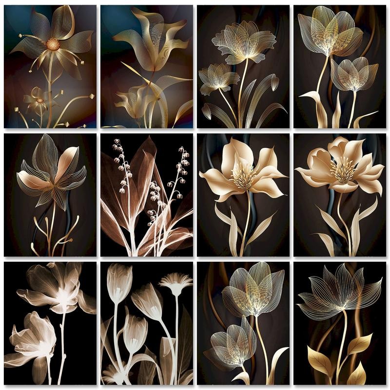 

GATYZTORY DIY Diamond Mosaic Rose Flower Diamond Painting Crafts Kits golden Flower Full Square Round Embroidery Handicraft