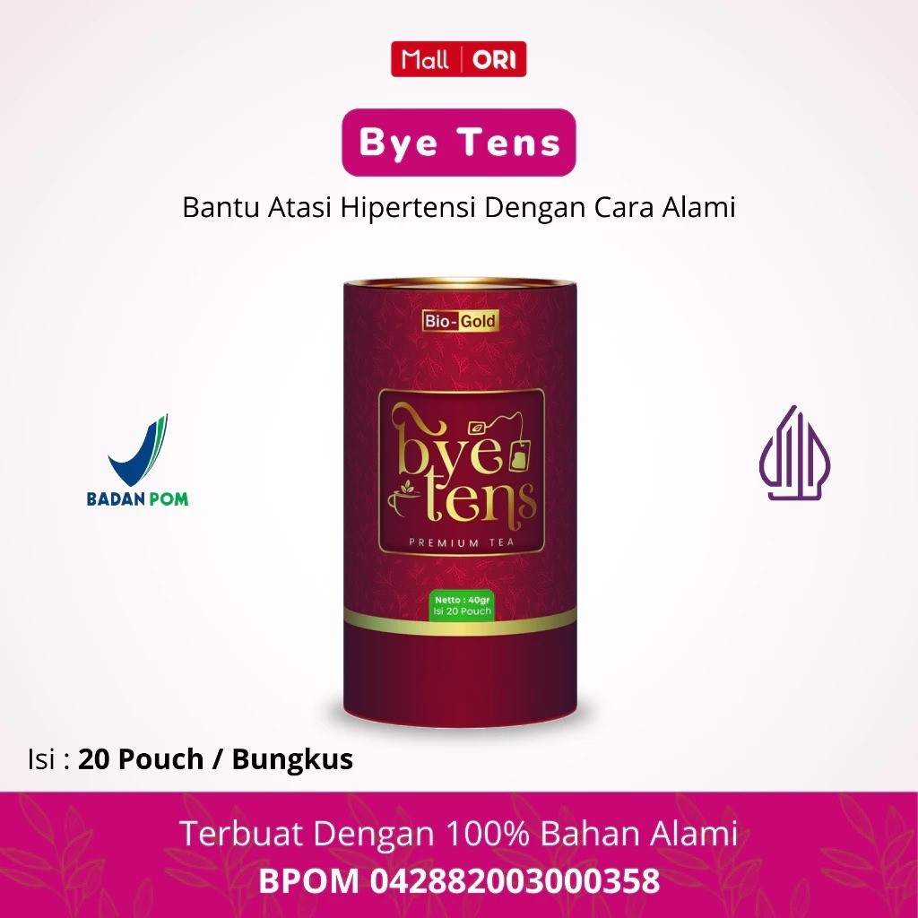 

Teh Bye Tens Bio Gold Untuk Membantu Mengatasi Hipertensi Herbal Darah Tinggi Premium Original BPOM