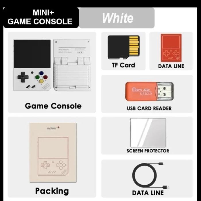 MINI+ Plus Game Console Retro Handheld Game Classic PS1 Portable Mini - White - 128GB, Onion OS