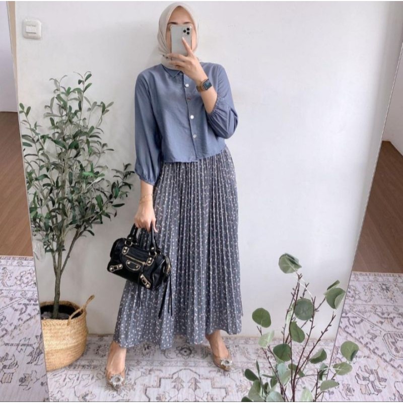 PROMO/ Citra pakis fashion - Heliza set / setelan wanita rok kringkel kekinian terbaru