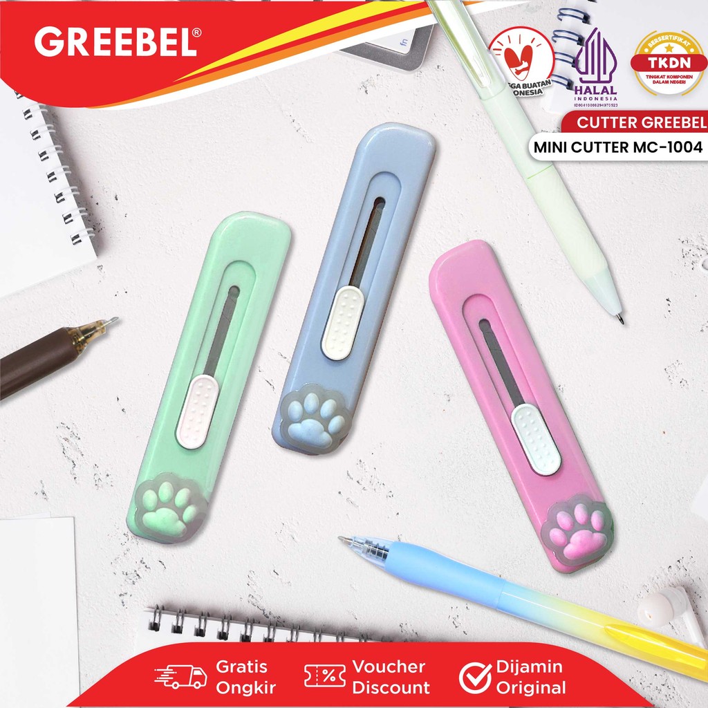 

GREEBEL Mini Cutter (1Pcs) / Kater Mini / Kater Untuk Anak Sekolah / Mini Cutter MC-1004