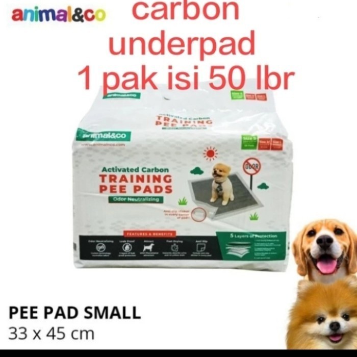 underpad 33x45 45x60 60x90 training pad carbon alas kandang animal&co - 33x45 cm