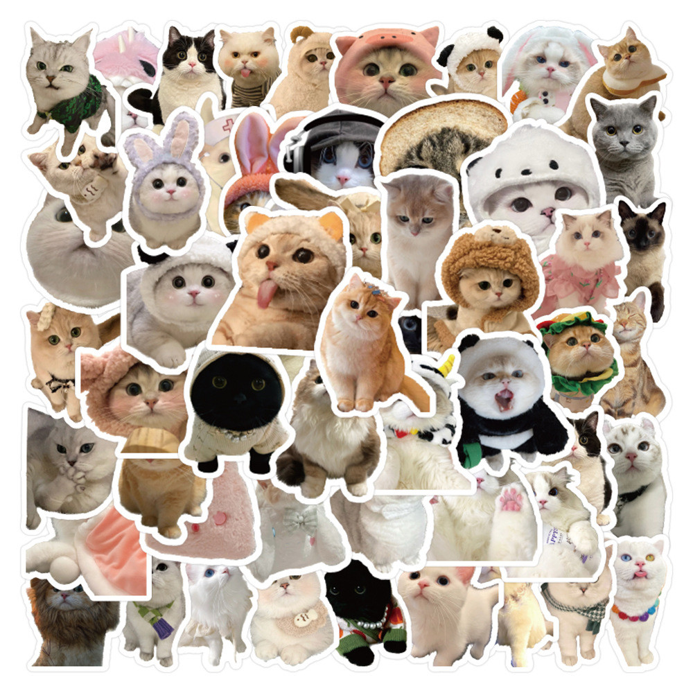 

10/30/60pcs Kawaii Cats Stickers Toys Cute Kitten Cartoon Decals For Kids DIY Laptop Scrapbook Stationery Fridge Funny Sticker