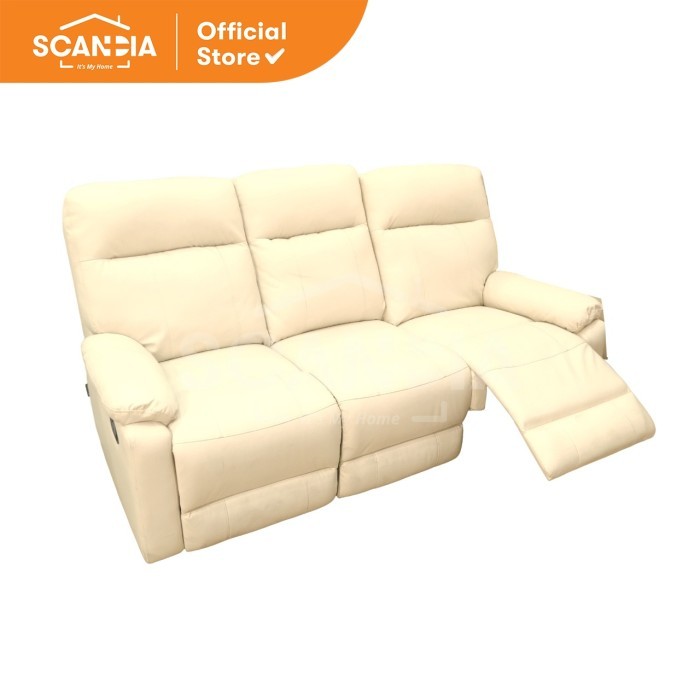 SCANDIA Sofa Recliner 3 Dudukan Skindberg 171x92x97Cm Cream Kursi Krim