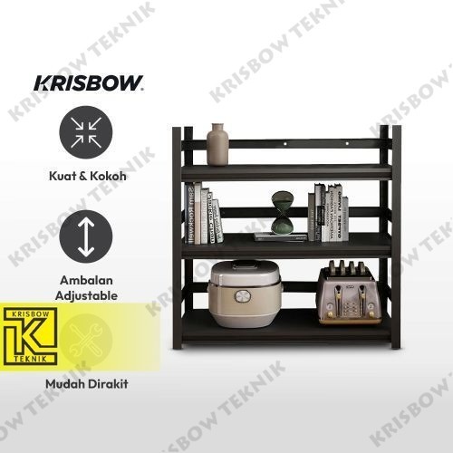 Krisbow Rak Besi 3 Tingkat Dengan Roda - Hitam