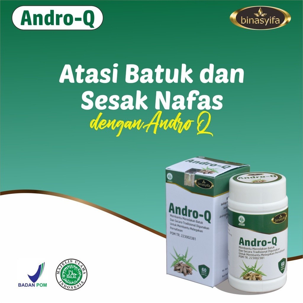 

ANDRO-Q Andro Q Obat Herbal Ekstrak Qusthul Hindi dan Sambiloto Meredakan Batuk dan Batuk Menahun Melegakan Pernafasan Menyehatkan Paru Paru Binasyifa Herbal