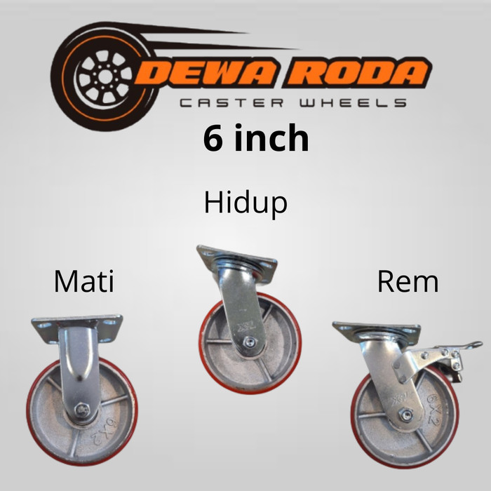 Roda Troli 6 Inch PU Heavy Duty