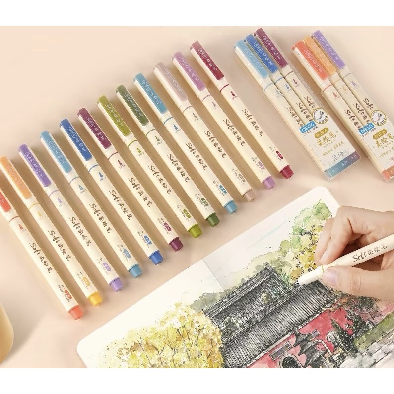 

Set 12 Brush Sign Pen Brush Lettering Kaligrafi Calligraphy Pen Aesthetic Pena Warna Warni Brush Kuas Warna Pulpen Pena Kaligrafi Coloring Markers