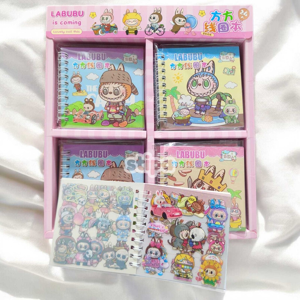 

STIPA Buku Sticker Karakter Labubu dengan Halaman Garis Stiker Label ATK Aksesoris Hobi Koleksi Mainan Anak CALBOOK
