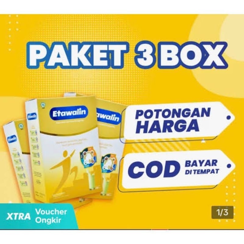 

PAKET 3 BOX SUSU ETAWALIN - Paket Sembuh Susu Sendi Atasi Radang Sendi Nyeri Tulang Cegah Osteoporosis Osteoartritis Pengeroposan Tulang Susu Kambing Etawa Kesehatan Susu Bubuk Murni Original Ettawa 100% Ori Susu Asam Urat Etawalin Platinum