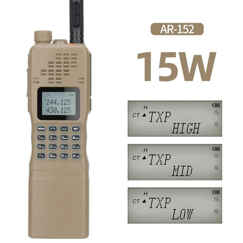 Baofeng AR-152 15W Walkie Talkie VHF UHF Ham CB Tactial Military Two way Radio Larger Battery AN /PR