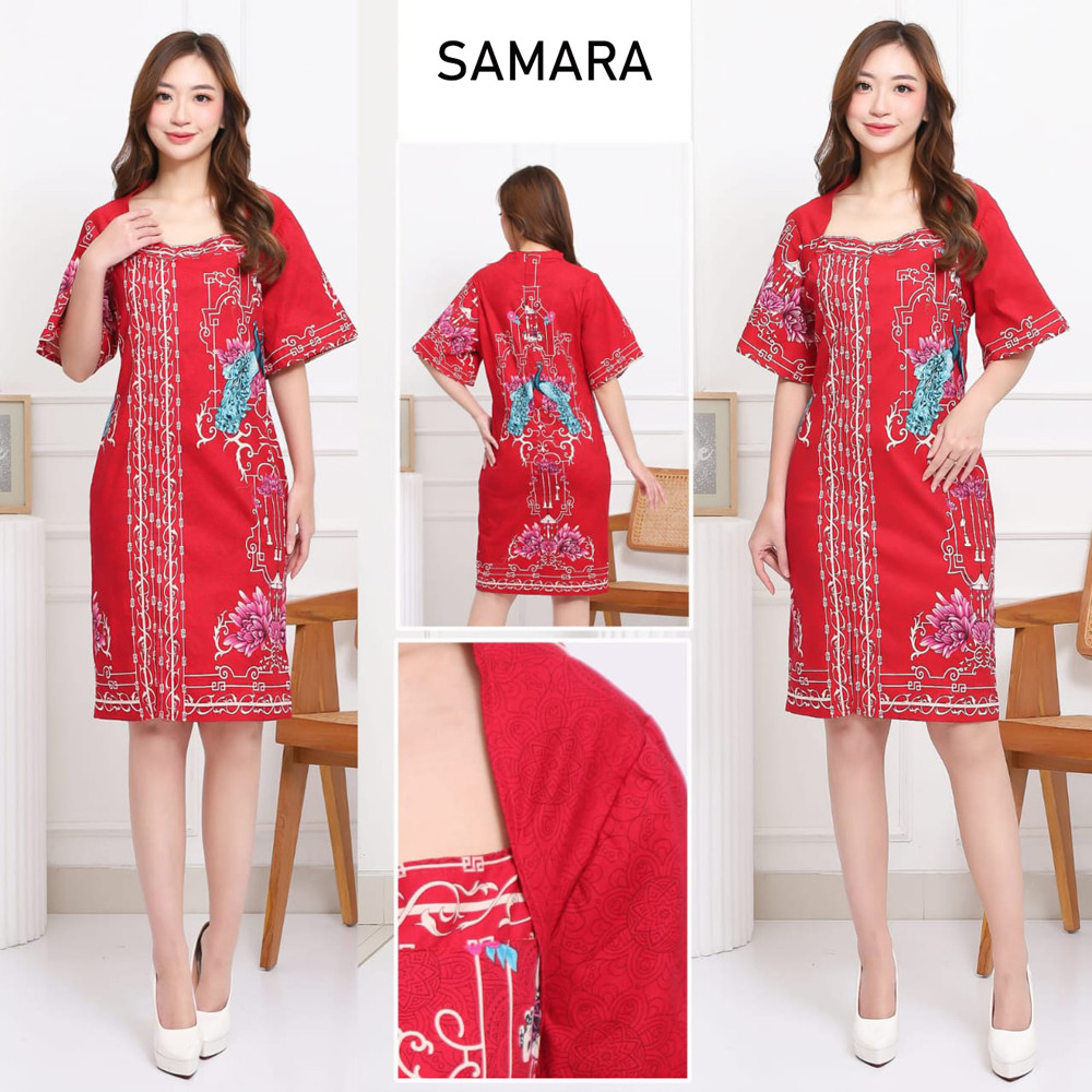 GIRLY Samara Dress Wanita Batik Couple Modern Dress Batik Modern Gaun Pesta Dress Batik Wanita Natal