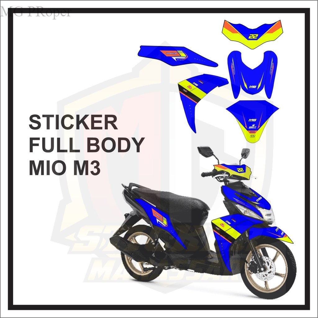 Striping Decal Stiker MIO M3 Setriping Seticker Motor YAMAHA  MIO M3 FullBody Motif Garis Biru Hijau