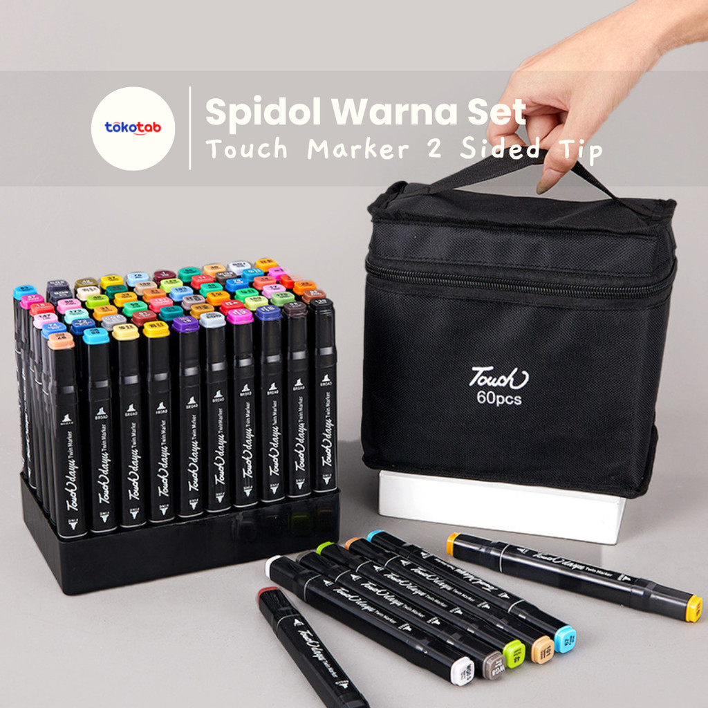 

Tokotab - Spidol Set Warna Touch Ganda Spidol Warna Warni 1 Set Sketch Marker 2 Tip Touch Marker 24/36/48 Warna