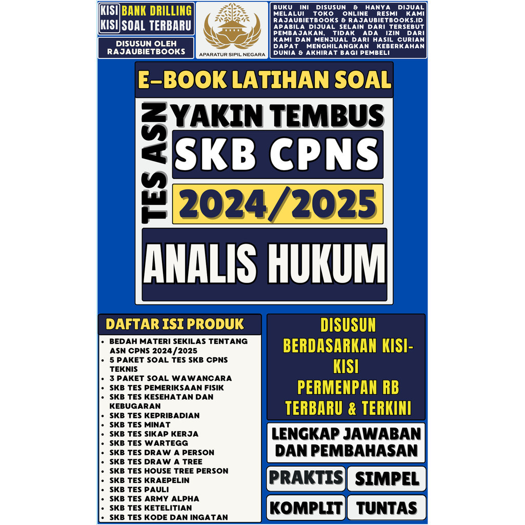 SOAL TES SKB CAT CPNS SKB ANALIS HUKUM 2024-2025 TERBARU DAN TERLENGKAP SKD ANALIS HUKUM DAN SKB ANA