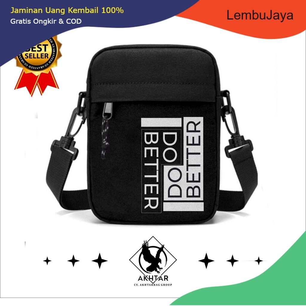 TERLARIS Tas selempang Pria Kecil Simple Keren Distro Terbaru bahan kain Murah 10rb Slingbag Mini Or