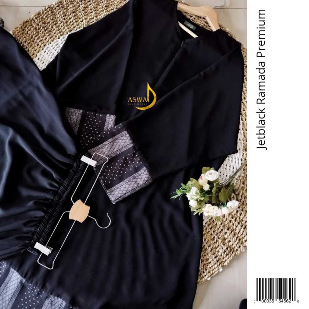 Tunik Batwing set rok payung jetblack premium | Aswad One Set Khadijah | Set Rok Tunik