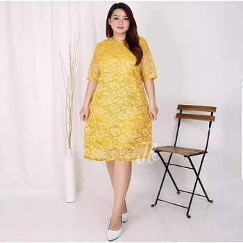 COD - [Sintya brukat] Model Baju Dress Midi Elegan dress brokat modern untuk pesta dress natal korea