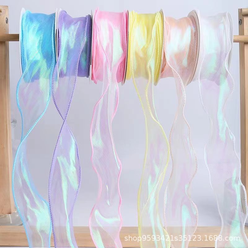 

Hologram Pita Fishtail Ribbon/Organza PREMIUM Korea Wavy/Pita korea keriting kriwil 4CMx9Meter | Comelliacraft