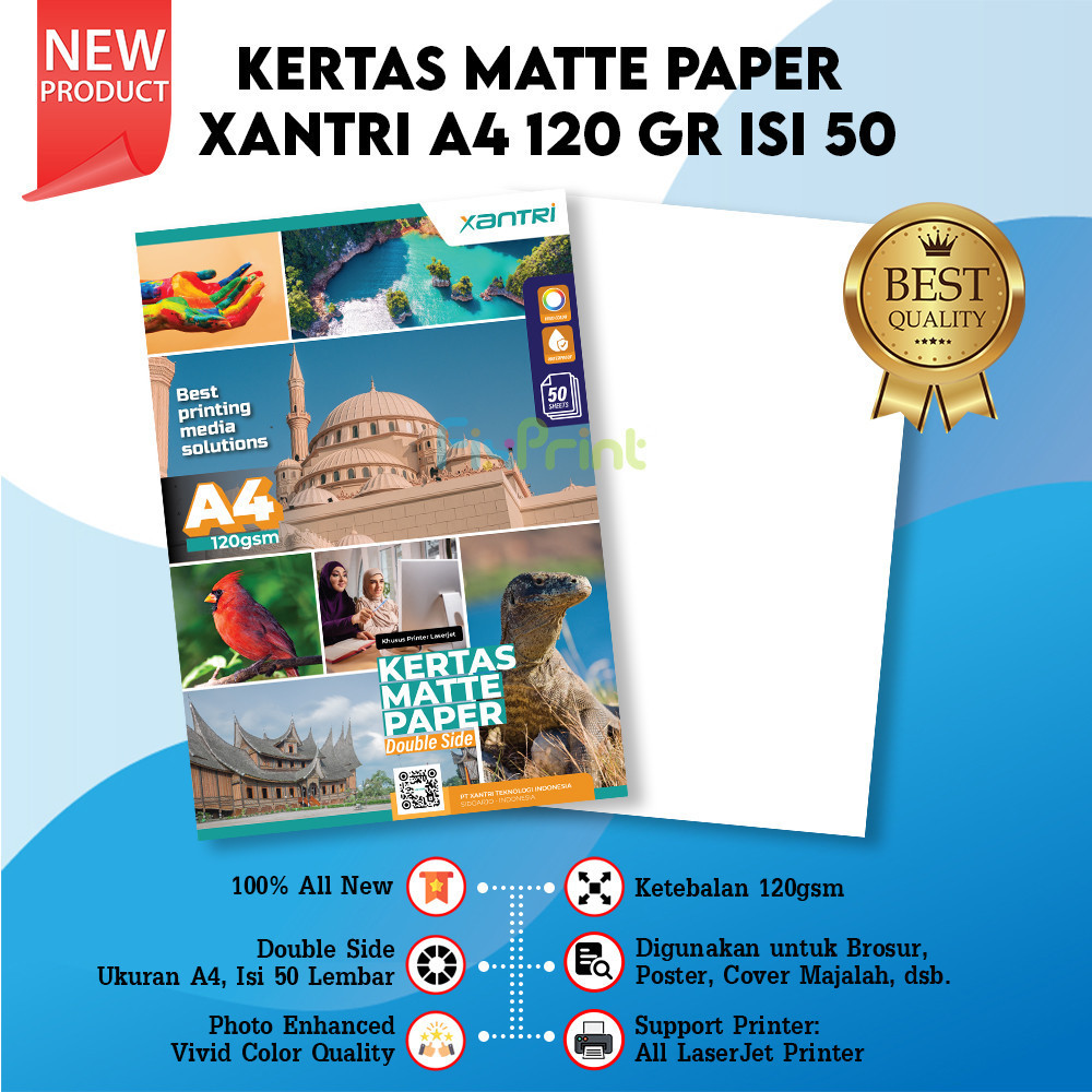 

Kertas Matte A4 120gsm 1 pack/50pcs