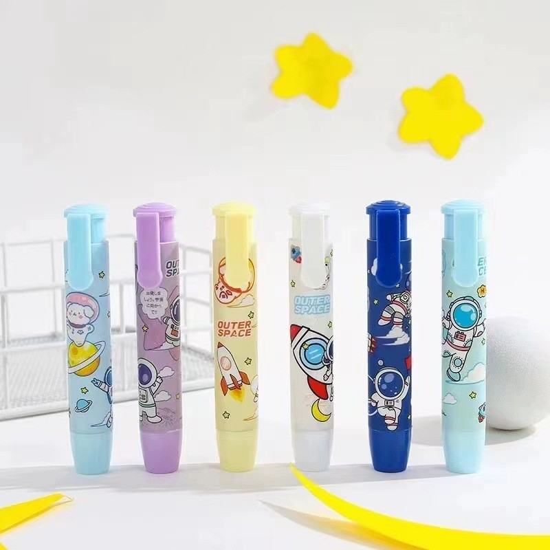 Penghapus Pensil Mekanik Eraser Pencil Bentuk Pulpen Astronot Atronaut Kartun Hapusan Anak
