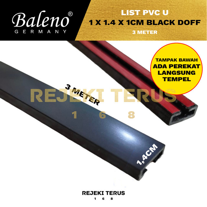 List PVC U 10 x 14 x 10 mm Black Doff Baleno / Plat U List Edging Lis HITAM Dof Dop 1x1,4x1 cm