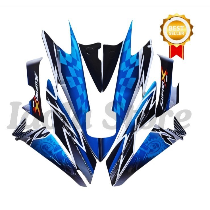 STIKER STRIPING LIS BODY HONDA SUPRA X 125 R 2008 BIRU LIS STIKER SUPRA X 125 R 2008