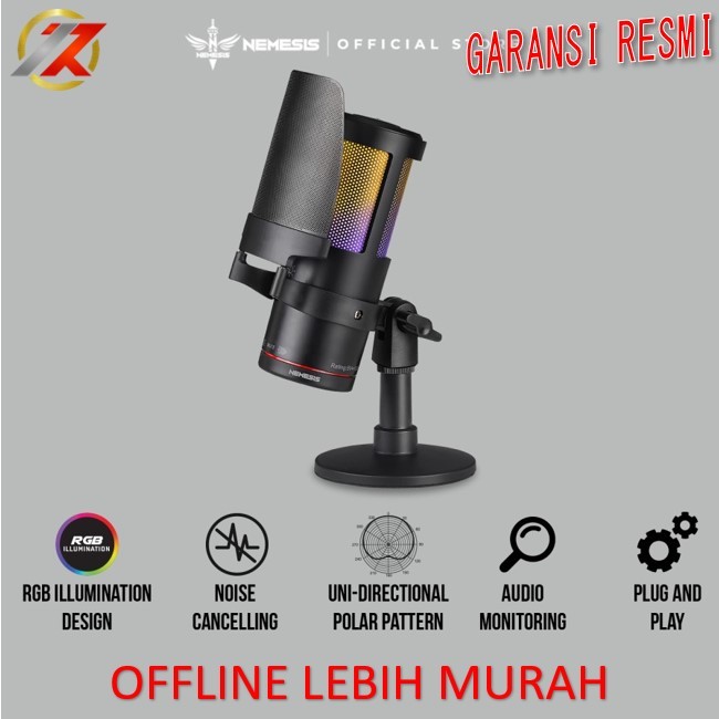 NYK NEMESIS MCN-10 MIC CONDENSER USB RGB with Noise Cancelling Nemesis LUMOS MCN-10 | MCN10 Micropho